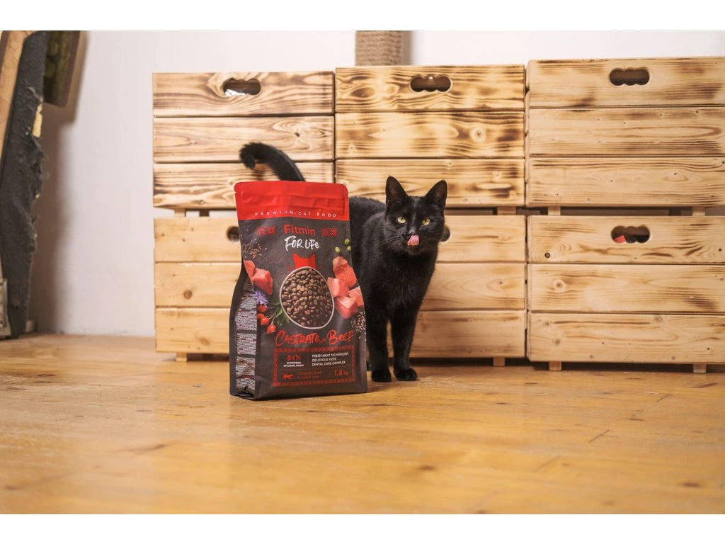 Fitmin For Life krmivo pre kastrované mačky s hovädzím mäsom 1,8 kg