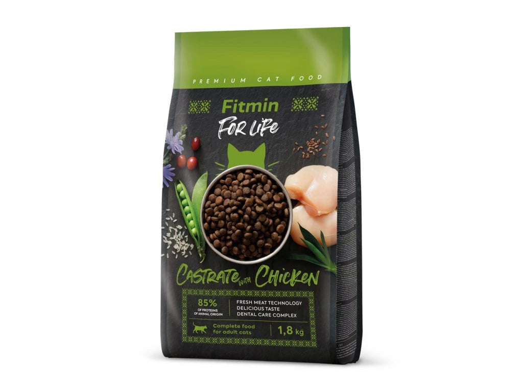 Fitmin For Life krmivo pre kastrované mačky s kuracím mäsom 1,8 kg