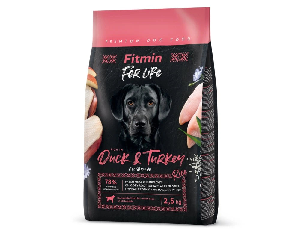Fitmin For Life Duck & Turkey krmivo pre psov 2,5 kg