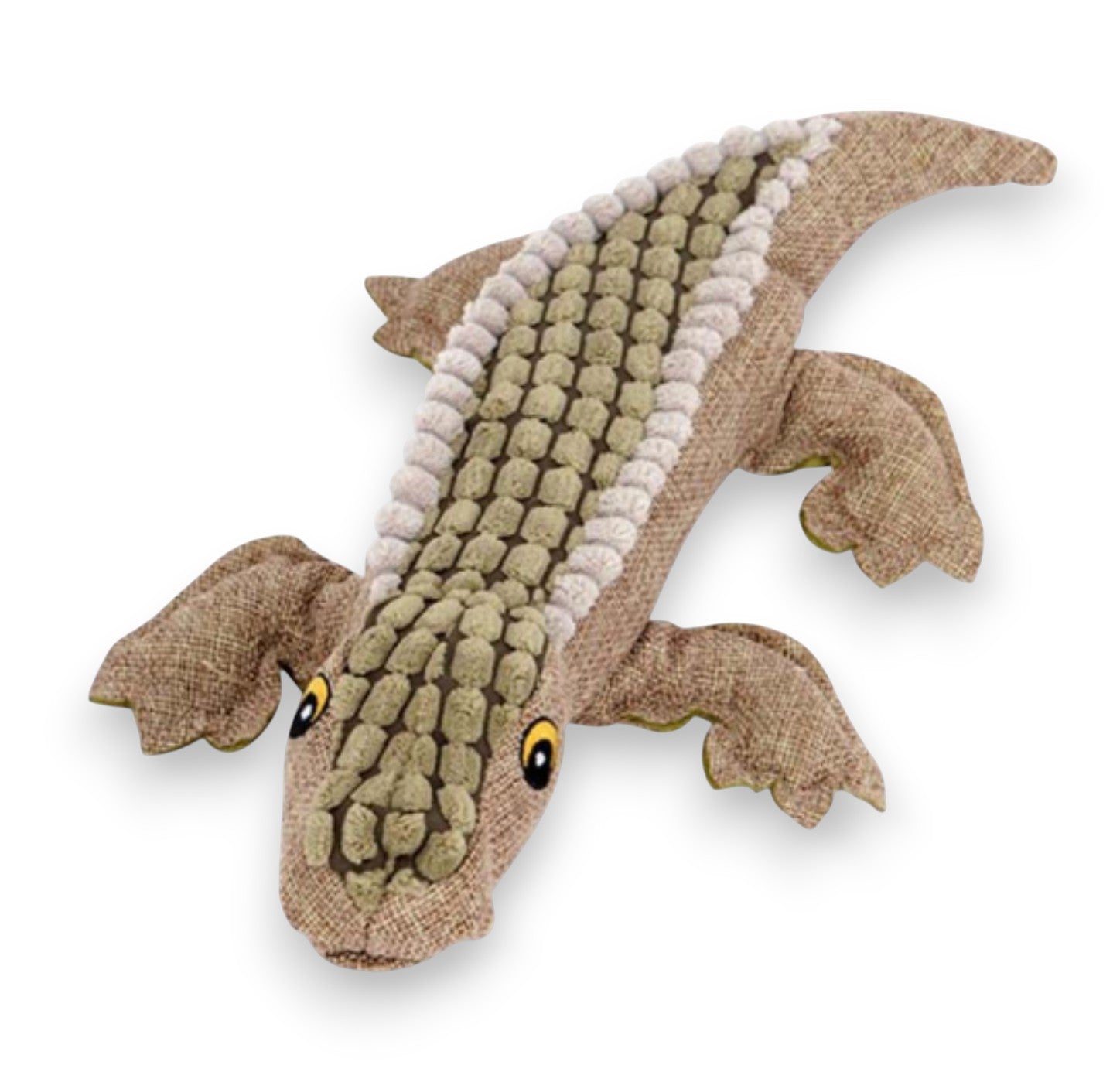 Close-up of krkodil neutral-toned textured fabric, possibly a knit or woven material.