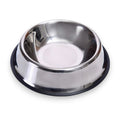 Silver metal dog bowl