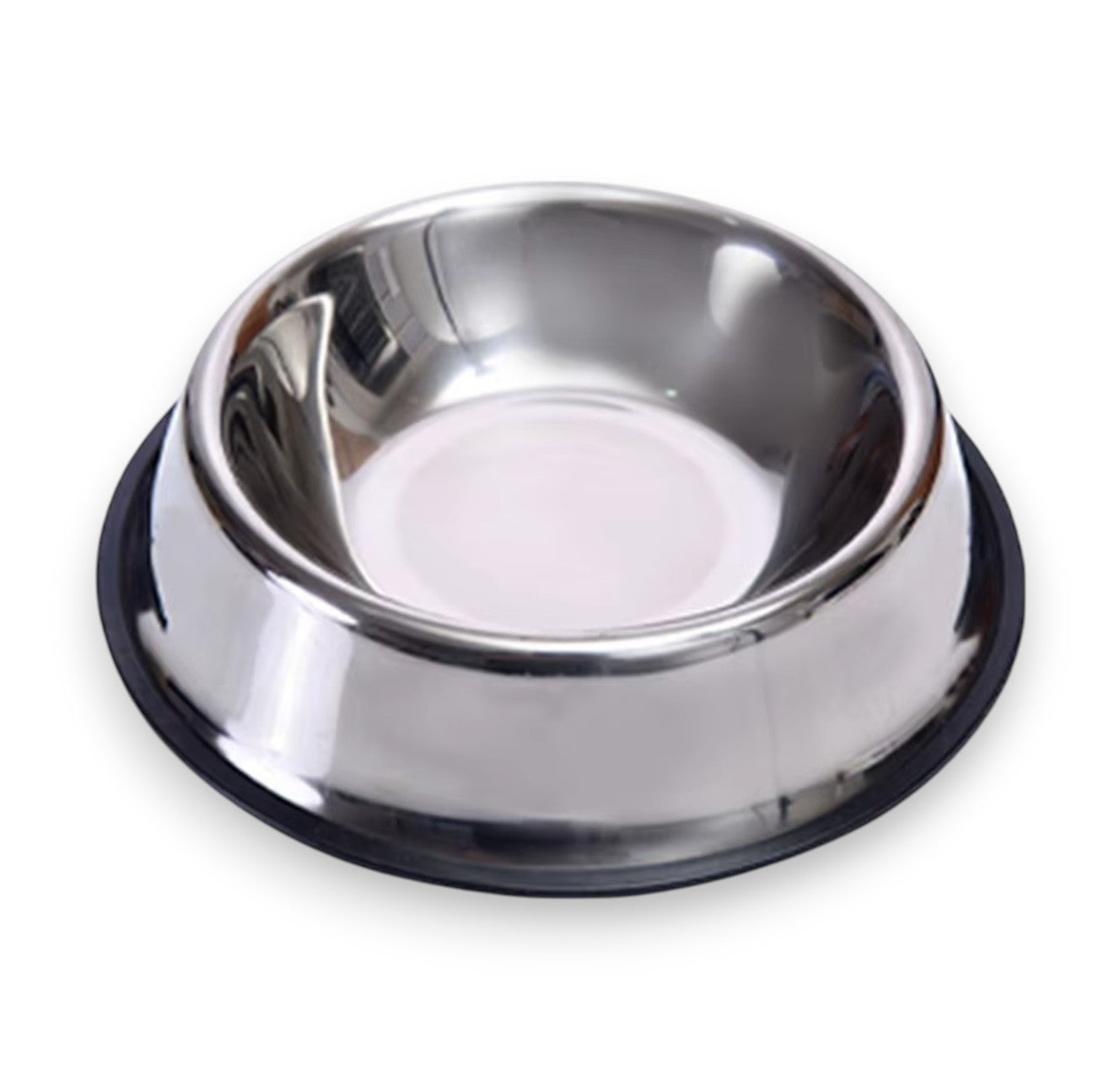 Silver metal dog bowl